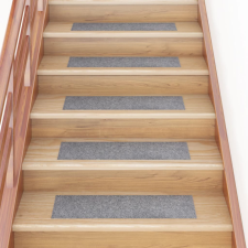 vidaXL 15 db világosszürke öntapadó lépcsőszőnyeg 76 x 20 cm lakástextília