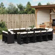 vidaXL 15 részes fekete polyrattan kerti étkezőgarnitúra párnákkal kerti bútor