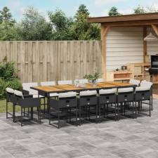 vidaXL 15 részes fekete polyrattan kerti étkezőgarnitúra párnákkal kerti bútor