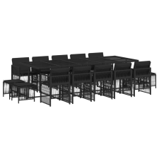 vidaXL 15 részes fekete polyrattan kerti étkezőgarnitúra párnákkal (3210991) kerti bútor