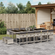 vidaXL 15 részes szürke polyrattan kerti étkezőgarnitúra párnákkal kerti bútor