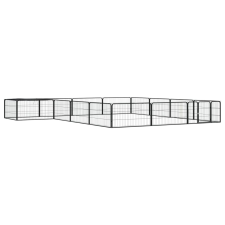 vidaXL 16-paneles fekete porszórt acél kutyakennel 100 x 50 cm szállítóbox, fekhely kutyáknak