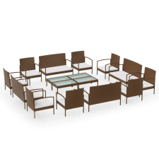 vidaXL 16 részes barna polyrattan kerti ülőgarnitúra párnákkal (3095966) kerti bútor