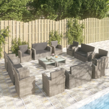 vidaXL 16 részes szürke polyrattan kerti ülőgarnitúra párnákkal kerti bútor