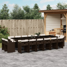 vidaXL 17 részes barna polyrattan kerti étkezőgarnitúra párnákkal kerti bútor