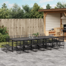 vidaXL 17 részes fekete polyrattan kerti étkezőgarnitúra kerti bútor