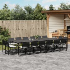 vidaXL 17 részes fekete polyrattan kerti étkezőgarnitúra párnákkal kerti bútor