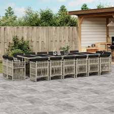 vidaXL 17 részes szürke polyrattan kerti étkezőgarnitúra párnákkal kerti bútor