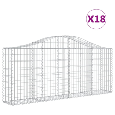 vidaXL 18 db íves horganyzott vas gabion kosár 200x30x80/100 cm (3145423) kerti tárolás