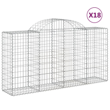 vidaXL 18 db íves horganyzott vas gabion kosár 200x50x100/120 cm (3146334) kerti tárolás