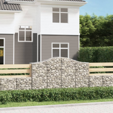 vidaXL 18 db íves horganyzott vas gabion kosár 200x50x120/140 cm kerti dekoráció