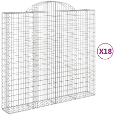 vidaXL 18 db íves horganyzott vas gabion kosár 200x50x180/200 cm (3146418) kerti tárolás