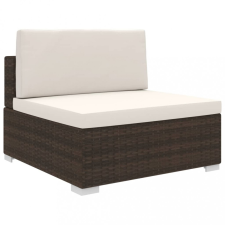 vidaXL 1 db barna polyrattan moduláris középső kanapé párnákkal kerti bútor