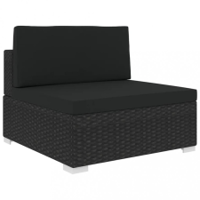 vidaXL 1 db fekete polyrattan moduláris középső kanapé párnákkal kerti bútor