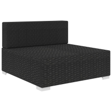vidaXL 1 db fekete polyrattan moduláris középső kanapé párnákkal (46796) kerti bútor