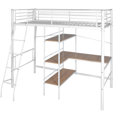vidaXL 200x90 cm fém emeletes ágy fehér és barna ágy és ágykellék