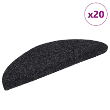 vidaXL 20 db fekete öntapadó lépcsőszőnyeg 56 x 17 x 3 cm lakástextília