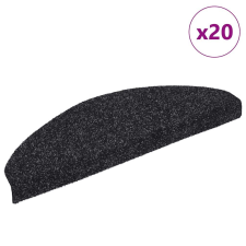 vidaXL 20 db fekete öntapadó lépcsőszőnyeg 65x21x4 cm lakástextília