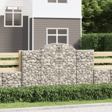 vidaXL 20 db íves horganyzott vas gabion kosár 200x50x120/140 cm kerti dekoráció