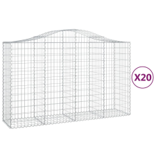 vidaXL 20 db íves horganyzott vas gabion kosár 200x50x120/140 cm (3145676) kerti tárolás