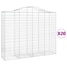 vidaXL 20 db íves horganyzott vas gabion kosár 200x50x160/180 cm (3145718) kerti tárolás