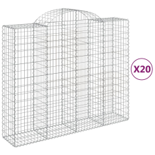 vidaXL 20 db íves horganyzott vas gabion kosár 200x50x160/180 cm (3146398) kerti tárolás