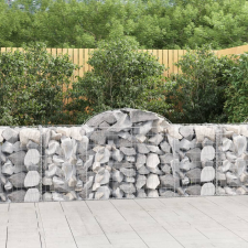 vidaXL 20 db íves horganyzott vas gabion kosár 200x50x80/100 cm kerti dekoráció