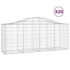 vidaXL 20 db íves horganyzott vas gabion kosár 200x50x80/100 cm (3145634) kerti tárolás
