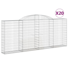 vidaXL 20 db íves horganyzott vas gabion kosár 300x30x120/140 cm (3146553) kerti tárolás