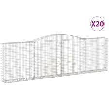 vidaXL 20 db íves horganyzott vas gabion kosár 400x30x120/140 cm (3146889) kerti tárolás