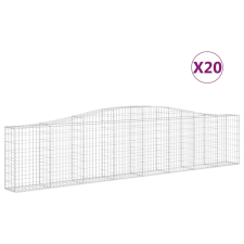 vidaXL 20 db íves horganyzott vas gabion kosár 400x30x80/100 cm (3145823) kerti tárolás