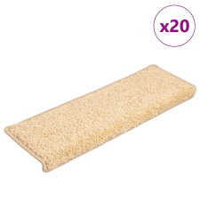 vidaXL 20 db krémszínű lépcsőszőnyeg 65 x 21 x 4 cm lakástextília
