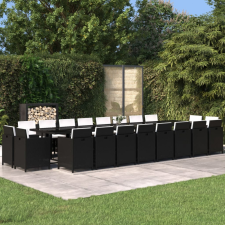 vidaXL 21 részes fekete polyrattan kerti étkezőgarnitúra párnákkal kerti bútor