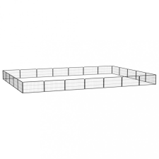 vidaXL 24-paneles fekete porszórt acél kutyakennel 100 x 50 cm szállítóbox, fekhely kutyáknak