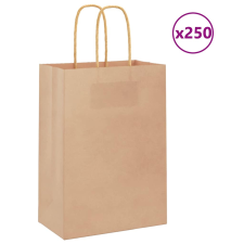 vidaXL 250 db barna kraft papírzacskók fogantyúkkal 15x8x21 cm ajándéktasak