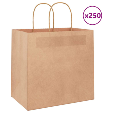 vidaXL 250 db barna kraft papírzacskók fogantyúkkal 26x17x25 cm ajándéktasak