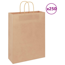 vidaXL 250 db barna kraft papírzacskók fogantyúkkal 32x12x42 cm ajándéktasak