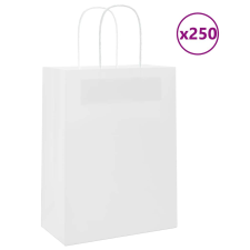 vidaXL 250 db fehér kraft papírzacskók fogantyúkkal 21x11x28 cm ajándéktasak