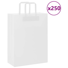 vidaXL 250 db fehér kraft papírzacskók fogantyúkkal 26x12x35 cm ajándéktasak