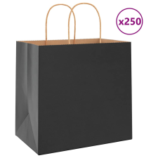 vidaXL 250 db fekete kraft papírzacskók fogantyúkkal 26x17x25 cm ajándéktasak