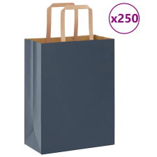 vidaXL 250 db kék kraft papírzacskók fogantyúkkal 21x11x28 cm ajándéktasak