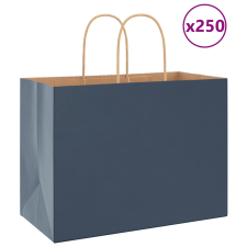 vidaXL 250 db kék kraft papírzacskók fogantyúkkal 32x17x25 cm ajándéktasak