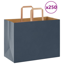 vidaXL 250 db kék kraft papírzacskók fogantyúkkal 32x17x25 cm ajándéktasak