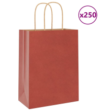 vidaXL 250 db piros kraft papírzacskók fogantyúkkal 21x11x28 cm ajándéktasak