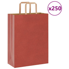 vidaXL 250 db piros kraft papírzacskók fogantyúkkal 26x12x35 cm ajándéktasak