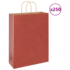 vidaXL 250 db piros kraft papírzacskók fogantyúkkal 32x12x42 cm ajándéktasak