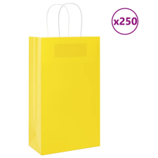vidaXL 250 db sárga kraft papírzacskók fogantyúkkal 21x11x36 cm ajándéktasak