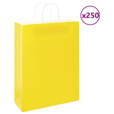 vidaXL 250 db sárga kraft papírzacskók fogantyúkkal 32x12x42 cm ajándéktasak