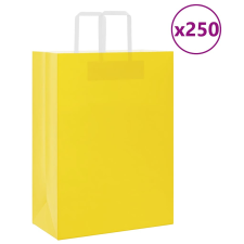 vidaXL 250 db sárga kraft papírzacskók fogantyúkkal 32x17x44 cm ajándéktasak