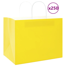 vidaXL 250 db sárga kraft papírzacskók fogantyúkkal 32x22x24 cm ajándéktasak